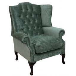 Chesterfield High Back Wing Chair Pastiche Jade Green Velvet Bespoke In Mallory Style