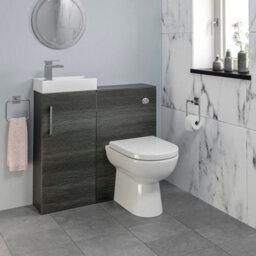 Affine Modern Bathroom Toilet & Basin Sink Vanity Unit Furniture 900mm Charcoal Finish - thumbnail 3