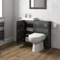 Affine Modern Bathroom Toilet & Basin Sink Vanity Unit Furniture 900mm Charcoal Finish - thumbnail 2