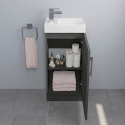 Affine Modern Bathroom Toilet & Basin Sink Vanity Unit Furniture 900mm Charcoal Finish - thumbnail 5