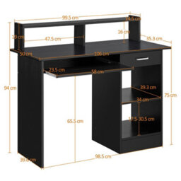 Yaheetech Black Office Computer Desk With Keyboard Tray - thumbnail 3
