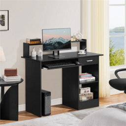 Yaheetech Black Office Computer Desk With Keyboard Tray