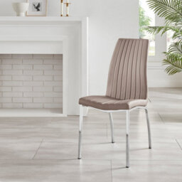 Furniturebox Set Of 2 - Isco Modern Dining Chairs - Cappuccino Faux Leather Chrome Leg Dining Chairs - Kitchen Dining Room Chairs - thumbnail 5