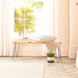 Off The Grain Hallway Bench Made From Solid Wood ,entryway  Rustic Shoe Bench With Hairpin Legs - 60Cm (L) - thumbnail 1