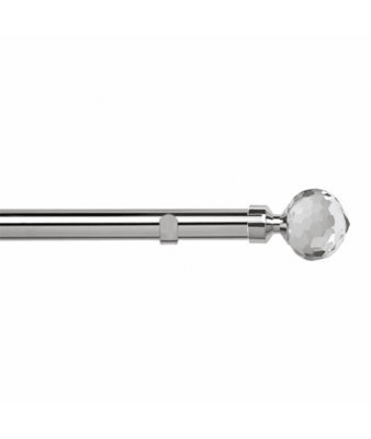 Unknown 28mm Fixed Length Metal Eyelet Curtain Pole Set In Chrome - Bella Finial, 340Cm - image 1