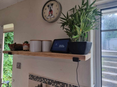Garden Troughs and Planters Rustic Wood Shelf, Reclaimed Scaffold Board 60Cm Long With Brackets And Fixings - Clear/natural - image 1