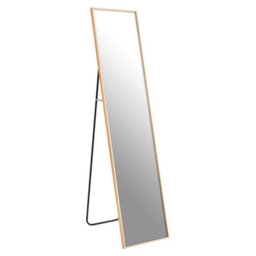 Orsina Shiny Gold Floor Mirror With Rectangle Frame, Distinctive Decorative Styling Mirror, Modern Full Size Mirror