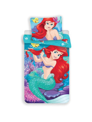 Disney Princess Ariel Under The Sea Single Duvet Cover And Pillowcase Set - European Size - image 1