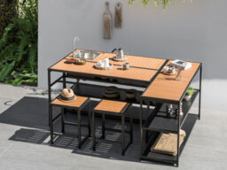 Beliani Outdoor Kitchen Island Avetrana Metal Black - thumbnail 2