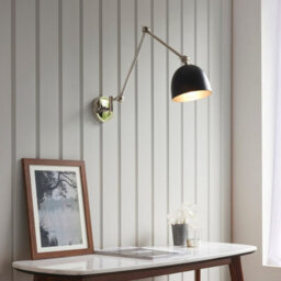 Luminosa Lighting Luminosa Lehal Dome Adjustable Arm Wall Lamp Polished Nickel Plate, Matt Black - thumbnail 5