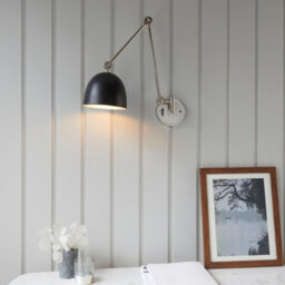 Luminosa Lighting Luminosa Lehal Dome Adjustable Arm Wall Lamp Polished Nickel Plate, Matt Black - thumbnail 4