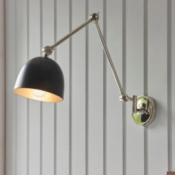 Luminosa Lighting Luminosa Lehal Dome Adjustable Arm Wall Lamp Polished Nickel Plate, Matt Black - thumbnail 3
