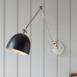 Luminosa Lighting Luminosa Lehal Dome Adjustable Arm Wall Lamp Polished Nickel Plate, Matt Black - thumbnail 2