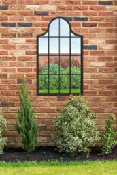 "Mirroroutlet - The Arcus - Black Metal Framed Arched Garden Wall Mirror 41"" X 24"" (104 X 62 Cm)" - thumbnail 2
