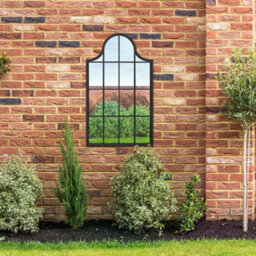 "Mirroroutlet - The Arcus - Black Metal Framed Arched Garden Wall Mirror 41"" X 24"" (104 X 62 Cm)" - thumbnail 1