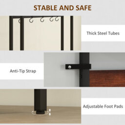 Homcom Industrial Hall Tree Coat Rack Stand With Shoe Cabinet Rustic Brown - thumbnail 8