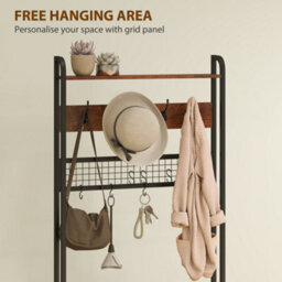 Homcom Industrial Hall Tree Coat Rack Stand With Shoe Cabinet Rustic Brown - thumbnail 5
