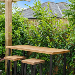 Ashford Blake Rustic Redwood Outdoor High Bar Table - thumbnail 4