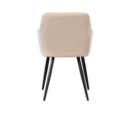 Life Interiors Set Of 4 Cream Camden Modern Velvet Dining Chairs With Armrests, Quilted Design & Black Metal Legs - thumbnail 5
