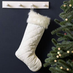 Dibor Set Of 2 Faux Fur Cuff White Quilted Xmas Christmas Gift Bag Christmas Stocking For Kids - thumbnail 3