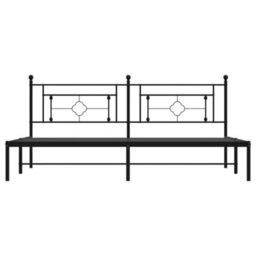 Berkfield Metal Bed Frame Without Mattress With Headboard Black 200X200Cm - thumbnail 5