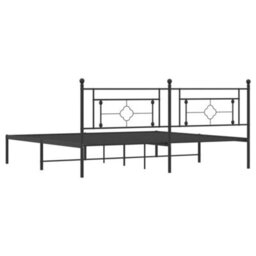 Berkfield Metal Bed Frame Without Mattress With Headboard Black 200X200Cm - thumbnail 7