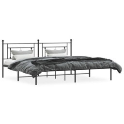 Berkfield Metal Bed Frame Without Mattress With Headboard Black 200X200Cm - thumbnail 3