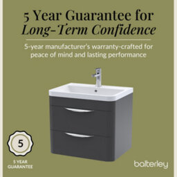 Balterley Aldershawe Contemporary Wall Hung 2 Drawer Bathroom Vanity Unit & Ceramic Basin, Dark Grey, 550mm - thumbnail 4