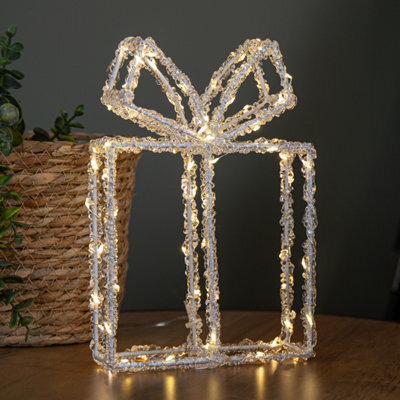 Samuel Alexander 22Cm Light Up Acrylic Christmas Present With 80 Warm White Leds - image 1