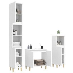 Walplus 3 Piece Bathroom Furniture Set White Engineered Wood - thumbnail 4
