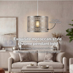 Emitto Ceiling Light Shade Moroccan Style Chrome Pendant Shade Lamp Decor - thumbnail 5