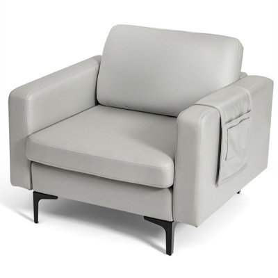 Costway Modern Accent Armchair Upholstered Single Sofa Chair W/ Magazine Holder - image 1