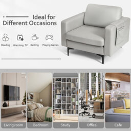 Costway Modern Accent Armchair Upholstered Single Sofa Chair W/ Magazine Holder - thumbnail 9