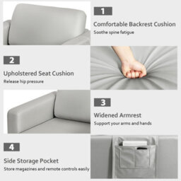 Costway Modern Accent Armchair Upholstered Single Sofa Chair W/ Magazine Holder - thumbnail 8