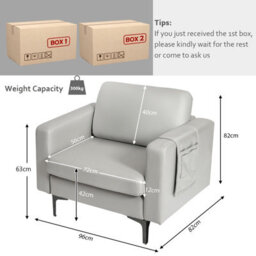 Costway Modern Accent Armchair Upholstered Single Sofa Chair W/ Magazine Holder - thumbnail 3