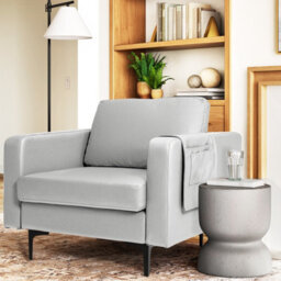 Costway Modern Accent Armchair Upholstered Single Sofa Chair W/ Magazine Holder - thumbnail 5