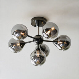 Loops Black Chrome Semi Flush Low Ceiling Light - Smoked Mirror Multi Arm Glass - 6 X 3W Led G9 - thumbnail 4