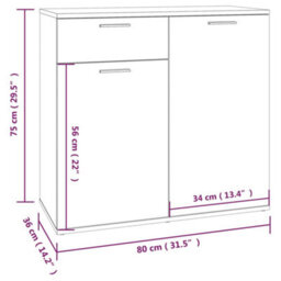 Berkfield Sideboard Grey Sonoma 80X36X75 Cm Engineered Wood - thumbnail 9