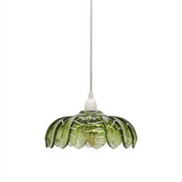 First Choice Lighting Set Of 2 Alice - Green Floral Glass Easy Fit Pendant Shades - thumbnail 3