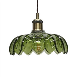 First Choice Lighting Set Of 2 Alice - Green Floral Glass Easy Fit Pendant Shades - thumbnail 2