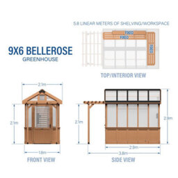 Backyard Discovery Bellerose Cedar Wood Polycarbonate Greenhouse With Pergola Front And Powerport 2.9M X 1.8M (9Ft X 6Ft) - thumbnail 7