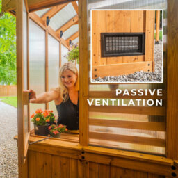 Backyard Discovery Bellerose Cedar Wood Polycarbonate Greenhouse With Pergola Front And Powerport 2.9M X 1.8M (9Ft X 6Ft) - thumbnail 5