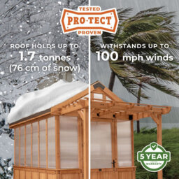 Backyard Discovery Bellerose Cedar Wood Polycarbonate Greenhouse With Pergola Front And Powerport 2.9M X 1.8M (9Ft X 6Ft) - thumbnail 8