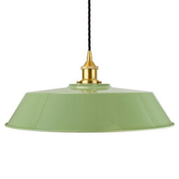 Mint Green Large Chancery Painted Dome Pendant Light With Polished Brass Lamp Holder And Black Twisted Cable - Se Home - thumbnail 1