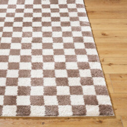 Livabliss Fossay Shaggy-Washable Beige Brown High Pile Checkered Living Bedroom Rug 120 X 170 Cm Easy Care, Non Shedding - thumbnail 5