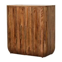 Artisan Furniture Solid Wood Fluted Curve Cabinet, 2 Doors, Brown - thumbnail 3