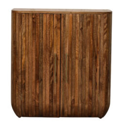 Artisan Furniture Solid Wood Fluted Curve Cabinet, 2 Doors, Brown - thumbnail 2