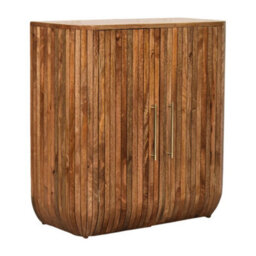 Artisan Furniture Solid Wood Fluted Curve Cabinet, 2 Doors, Brown - thumbnail 4