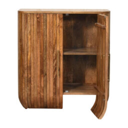 Artisan Furniture Solid Wood Fluted Curve Cabinet, 2 Doors, Brown - thumbnail 7