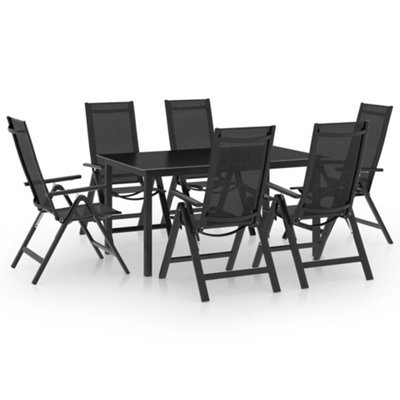 Walplus 7 Piece Garden Outdoor Dining Set Suitable For Backyard, Patio Aluminium Anthracite - image 1